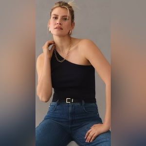 by Pilcro The Zeda Ribbed One-Shoulder Top size XL